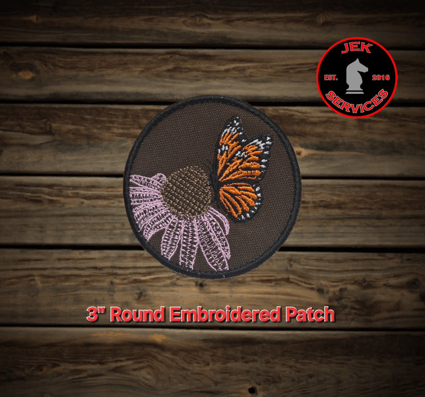 Cone Flower and Butterfly Embroidered Patch