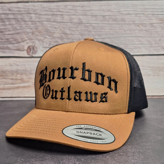 Bourbon Outlaws Old English Embroidered Cap with Customized Options