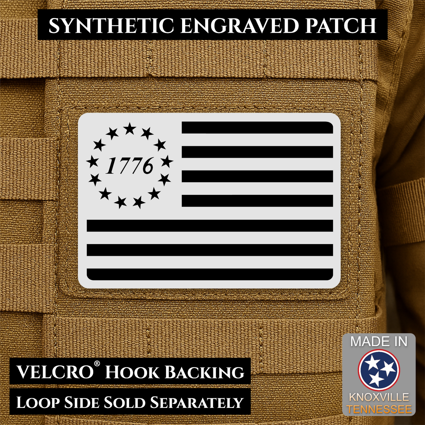 Tactical 1776 America 250th Flag Patch | Made in USA | VELCRO® Brand Hook Backing