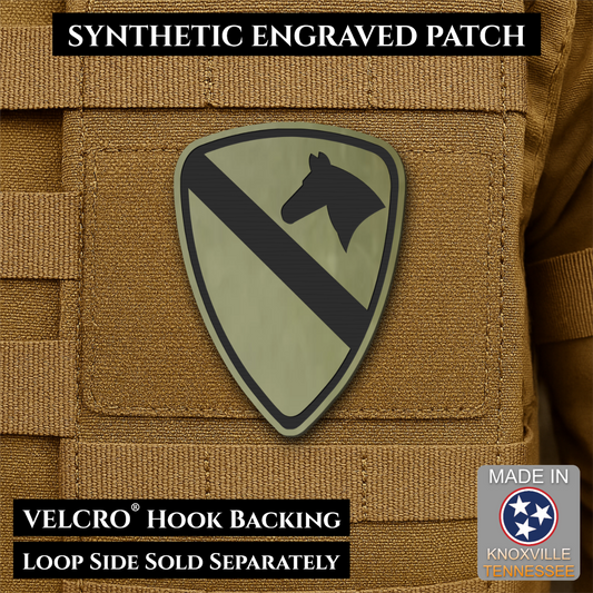 Army 1st Cavalry Division Morale Patch, 2.2x3" | Made in USA | VELCRO® Brand Hook Backing