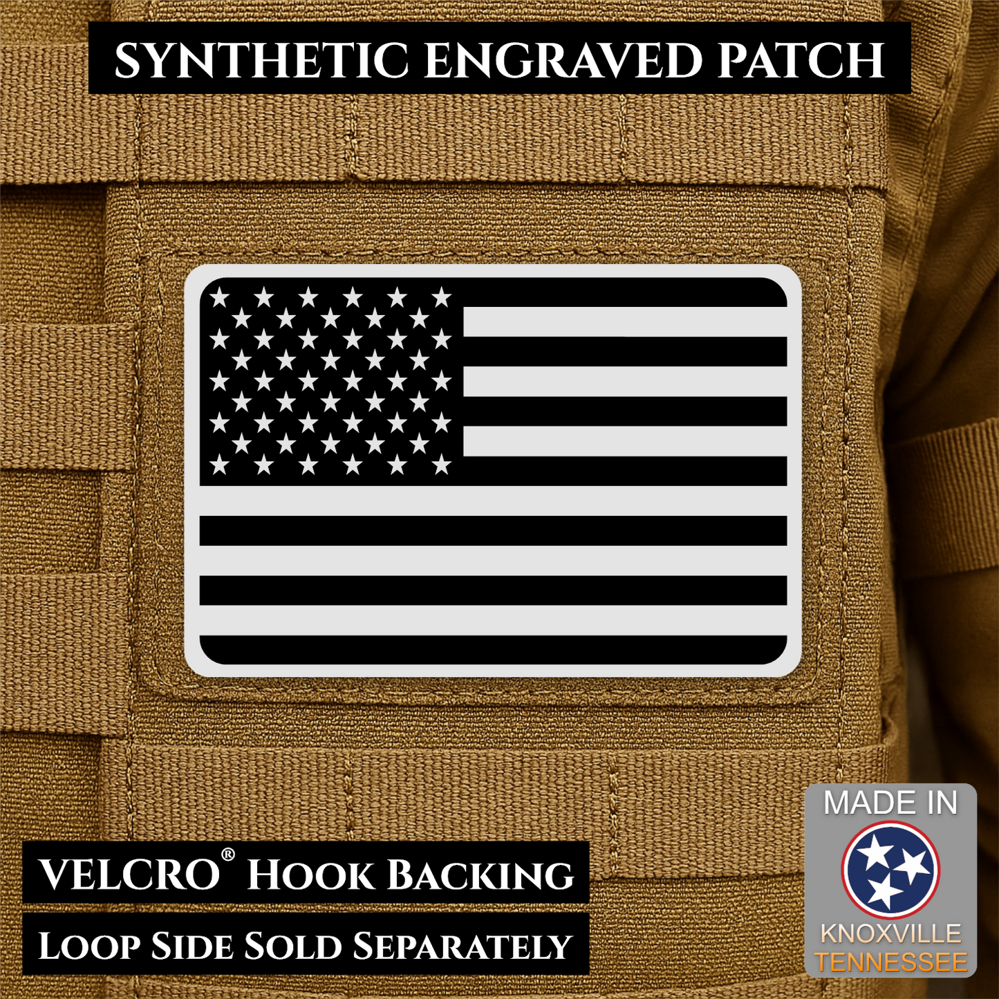 Tactical Synthetic American Flag Patch | Made in USA | VELCRO® Brand Hook Backing