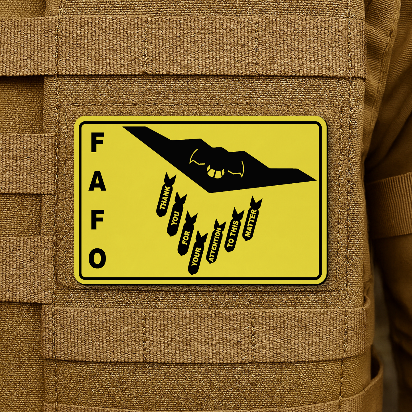 Thank You For Your Attention To This Matter B2 Bomber Funny Morale Patch 2"x3" Hook & Loop | Made in USA