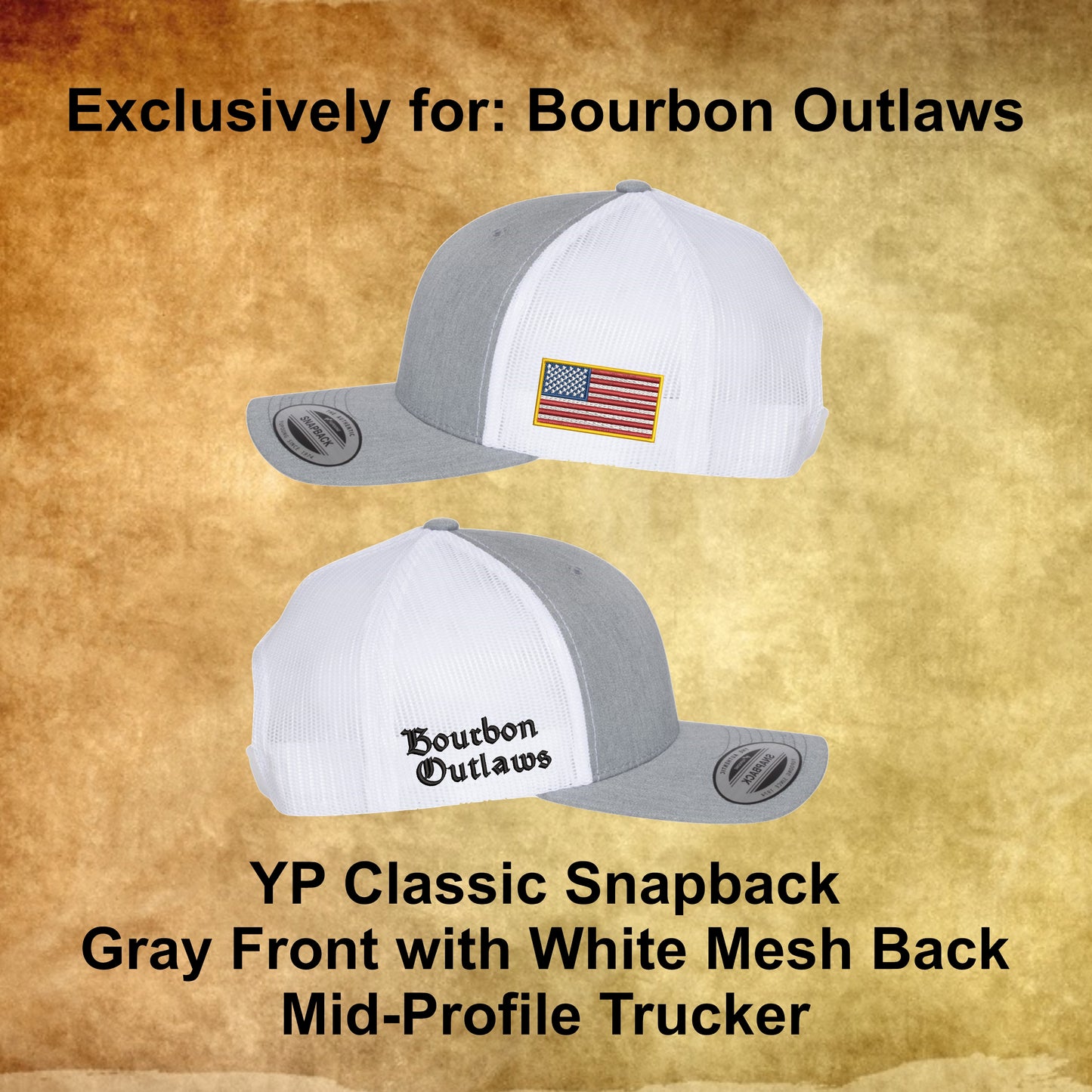 Bourbon Outlaws, BOURBON Embroidered Cap with Customized Options