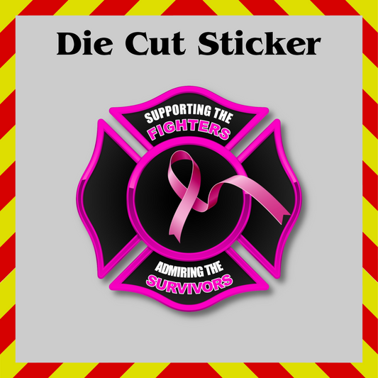 Firefighter Breast Cancer Awareness Sticker – Pink Ribbon