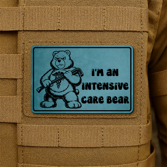 Intensive Care Bear Funny Nurse Morale Patch 2"x3" Hook & Loop | Made in USA