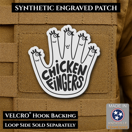 Chicken Fingers Funny Morale Patch, 2.5" | Made in USA | VELCRO® Brand Hook Backing