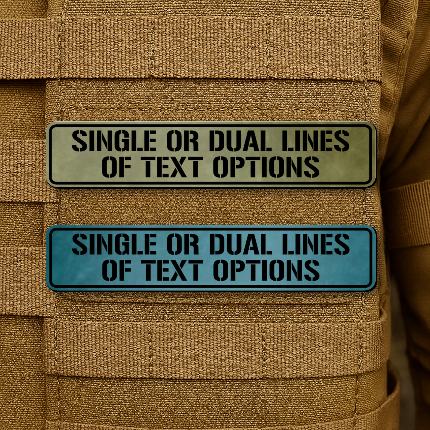 Synthetic Engraved Name Tapes - Custom Text Hook & Loop Gear ID Tag Strips