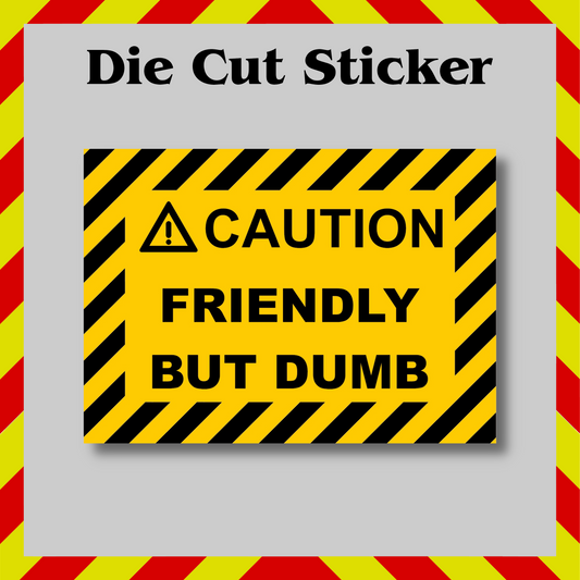 Friendly But Dumb Sticker – Funny Vinyl Decal, Sarcastic & Waterproof