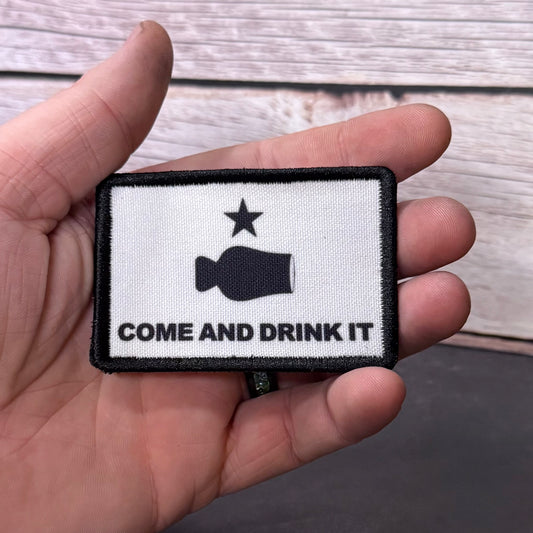 Bourbon Whiskey Come and Drink It Funny Morale Patch | Made in USA | VELCRO® Brand Hook Backing