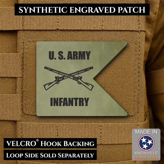 Army Infantry Guidon Flag Morale Patch, 2.4x3" | Made in USA | VELCRO® Brand Hook Backing