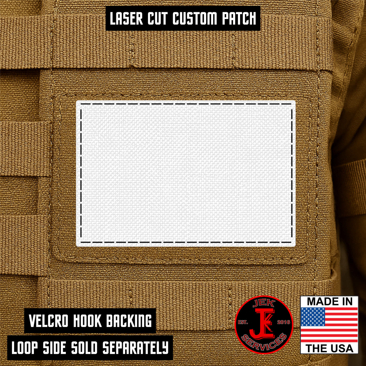 Laser Cut Reflective Morale Patches 2" x 3" - Custom Text Hook & Loop Gear Patch