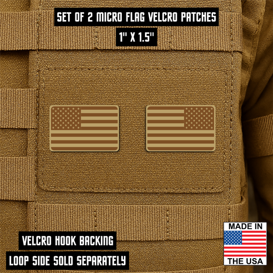 Mini Tactical Synthetic American Flag Patch - Set of 2 | Made in USA | VELCRO® Brand Hook Backing