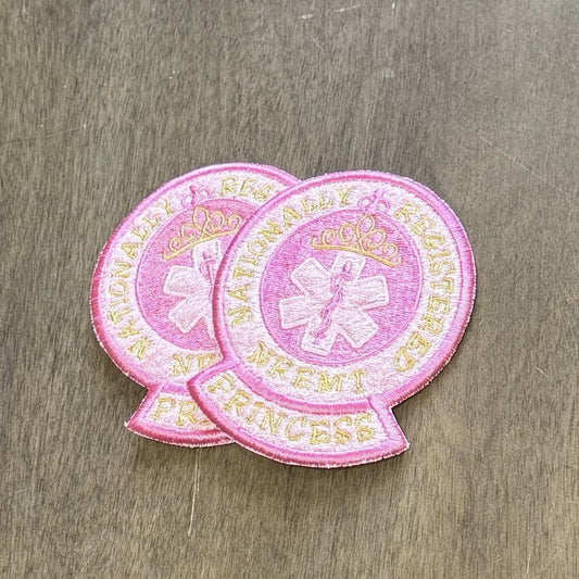 NREMT Princess Funny Medic Morale Patch, 3.3x4" | Made in USA | VELCRO® Brand Hook Backing