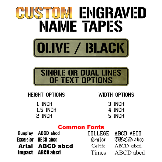 Custom Name Tapes - Laser Engraved & Cut Hook & Loop Gear Patch