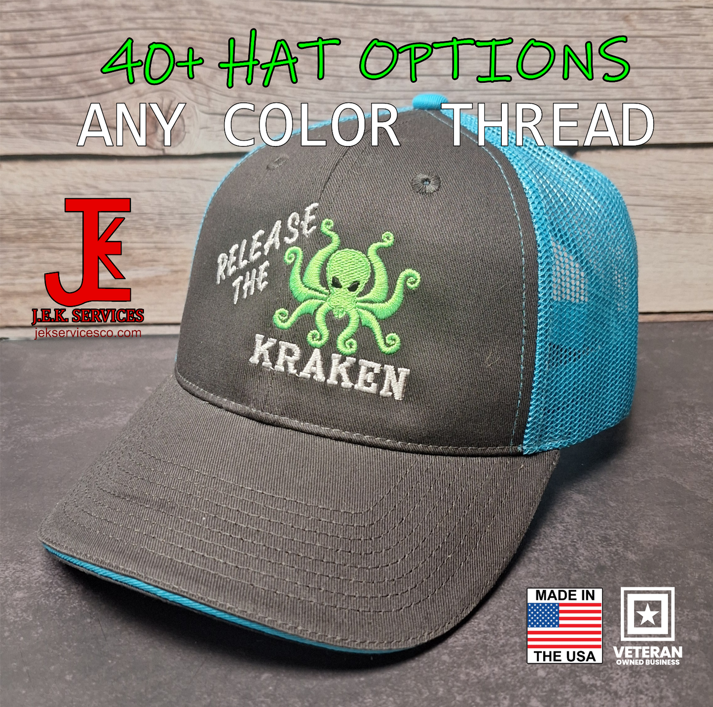 Release the Kraken Embroidered Snapback & Flexfit Caps