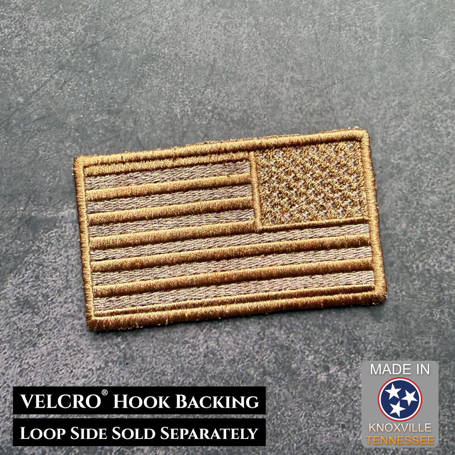 Subdued Coyote Brown American Flag Patch | Made in USA | VELCRO® Brand Hook Backing