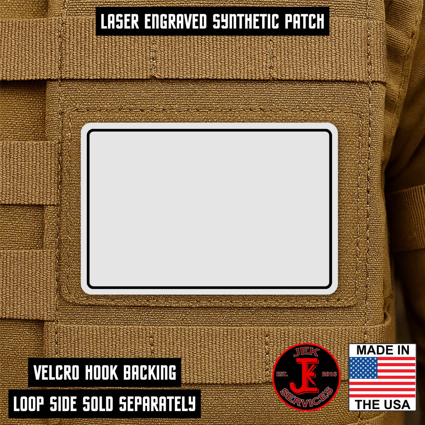 Engraved Morale Patches 2" x 3" - Custom Text & Logo Hook & Loop Gear Patch