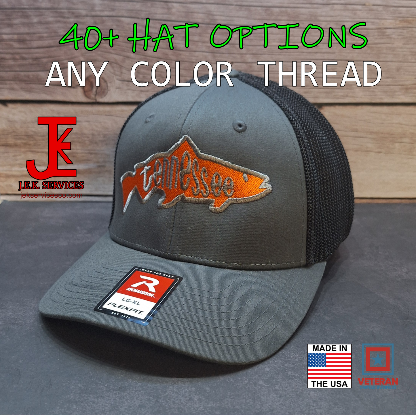 Tennessee Fishing Embroidered Snapback & Flexfit Caps