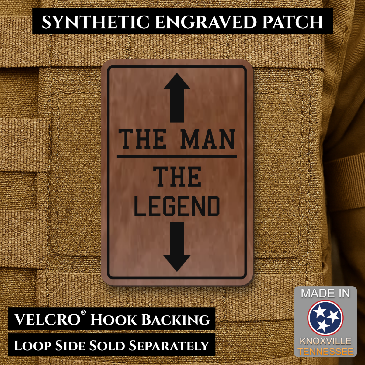 The Man, The Legend Funny Morale Patch, 2x3" | Made in USA | VELCRO® Brand Hook Backing