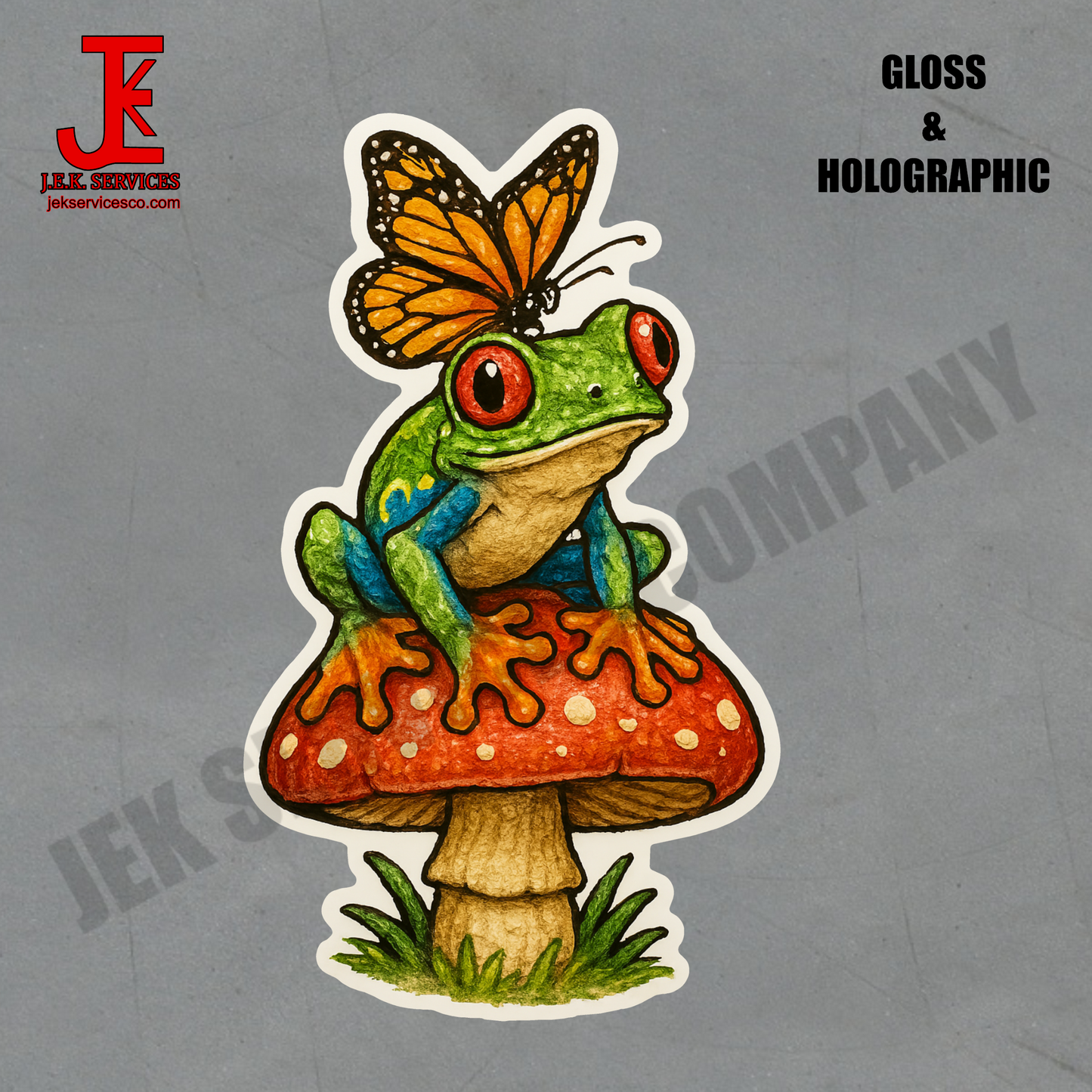 Tree Frog Mushroom Vinyl Sticker
