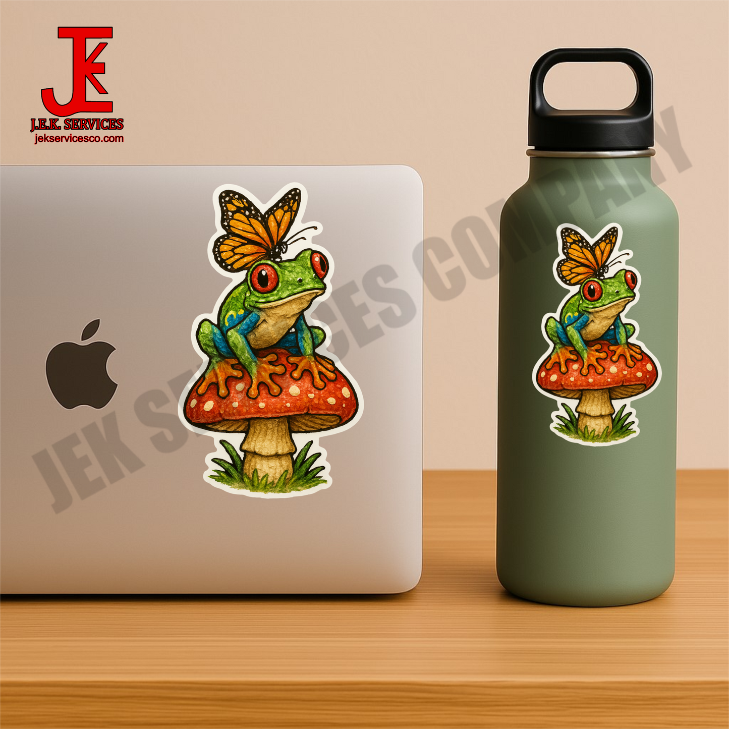 Tree Frog Mushroom Vinyl Sticker