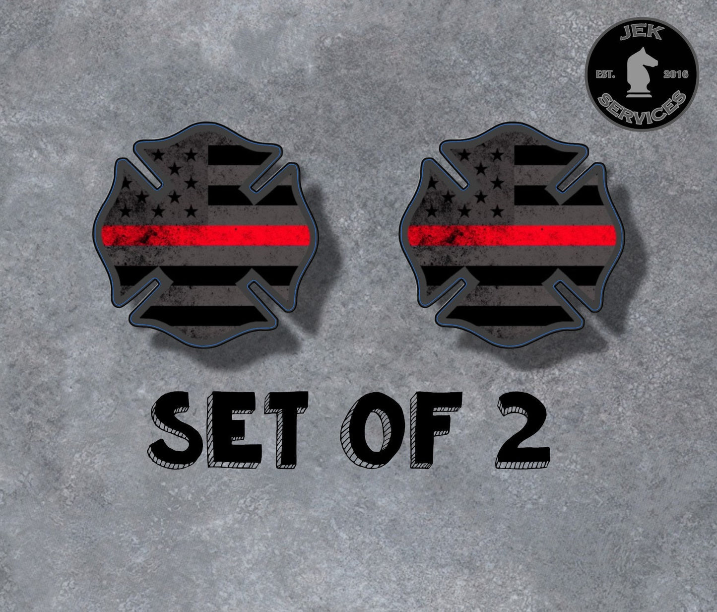 Thin Red Line Maltese Cross Sticker