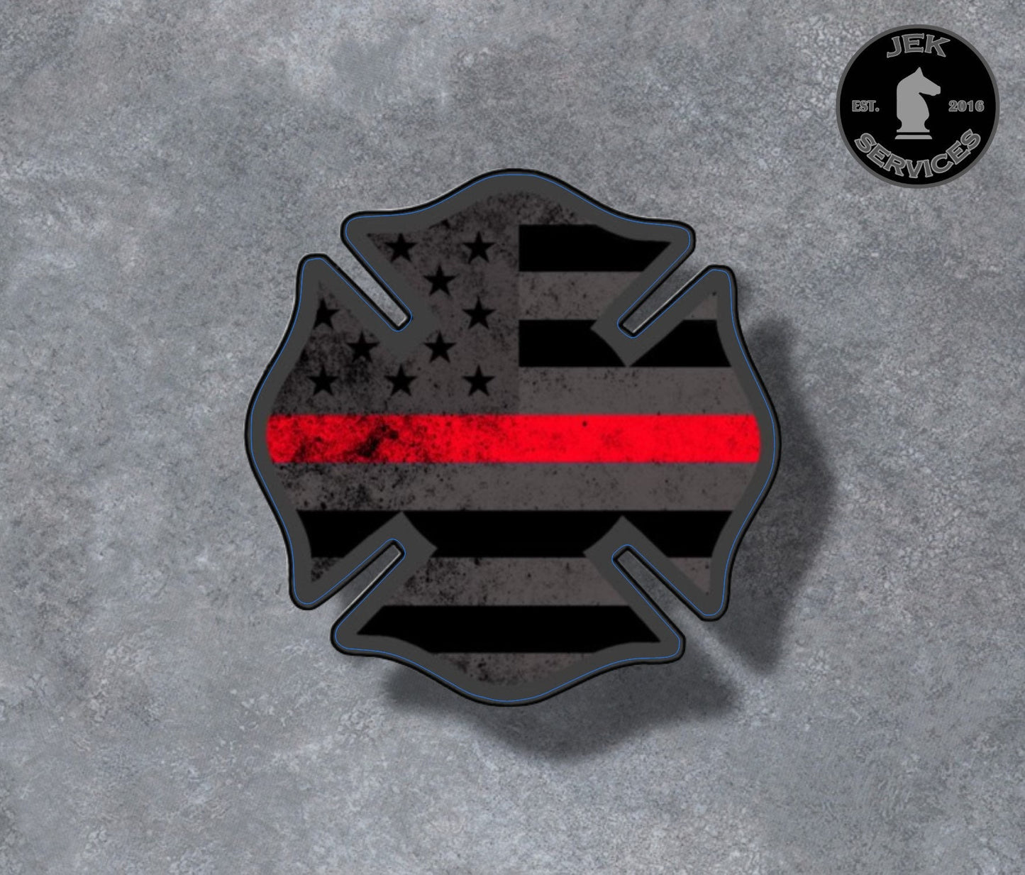 Thin Red Line Maltese Cross Sticker
