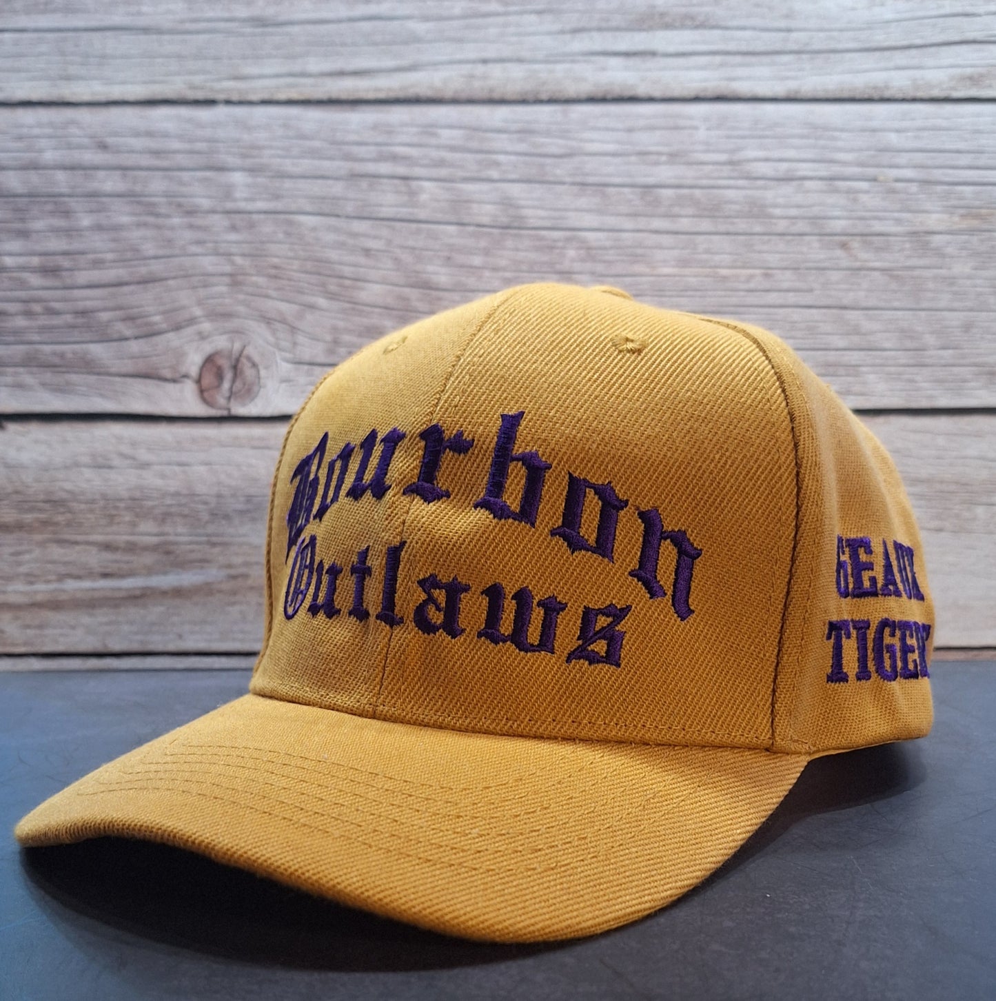 Bourbon Outlaws Old English Embroidered Cap with Customized Options