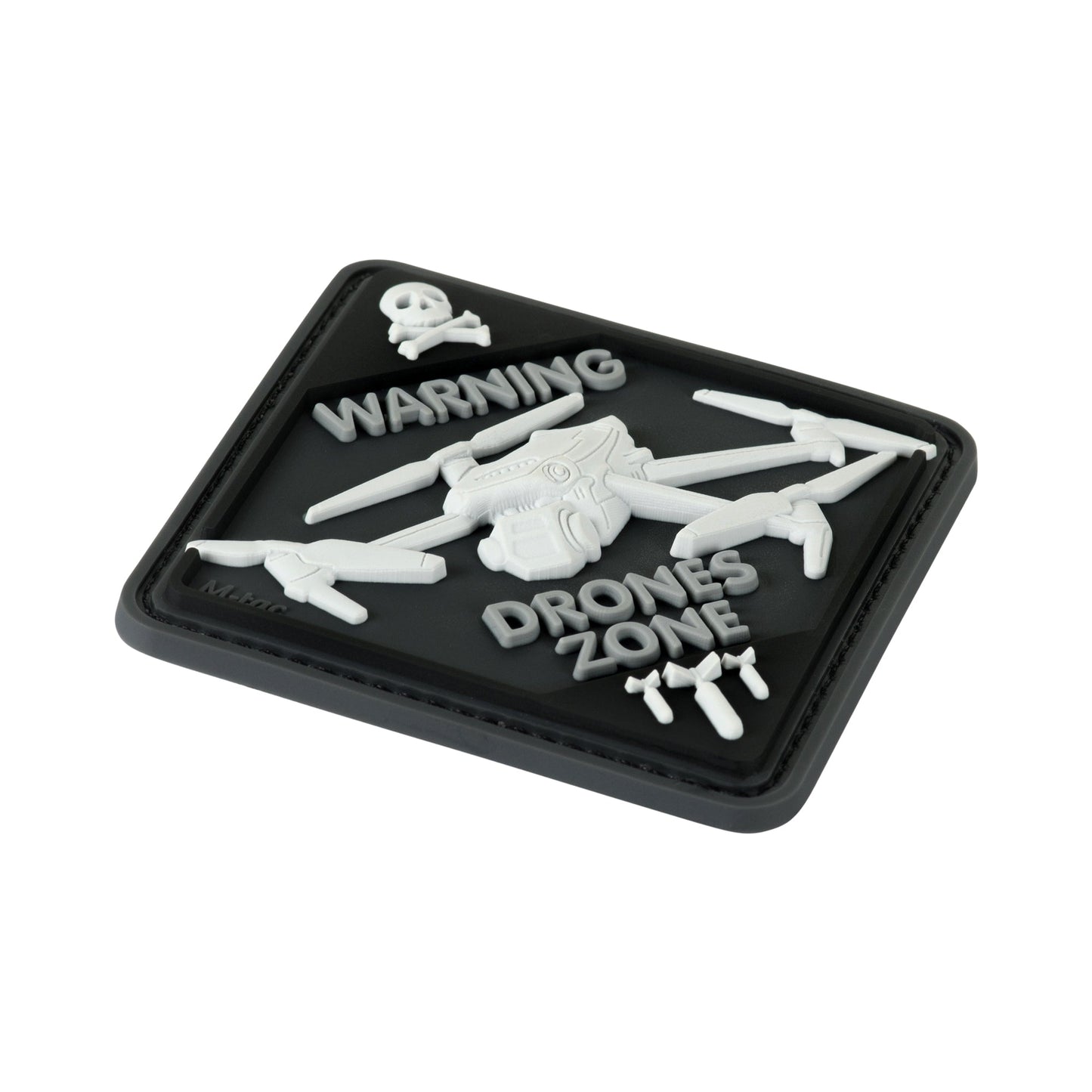 Warning Drones Zone PVC Morale Patch – M-Tac Tactical Hook & Loop Drone Operator Patch for Backpack, Plate Carrier & Range Bag