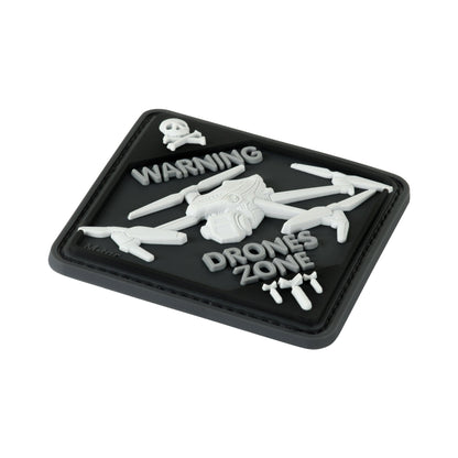 Warning Drones Zone PVC Morale Patch – M-Tac Tactical Hook & Loop Drone Operator Patch for Backpack, Plate Carrier & Range Bag