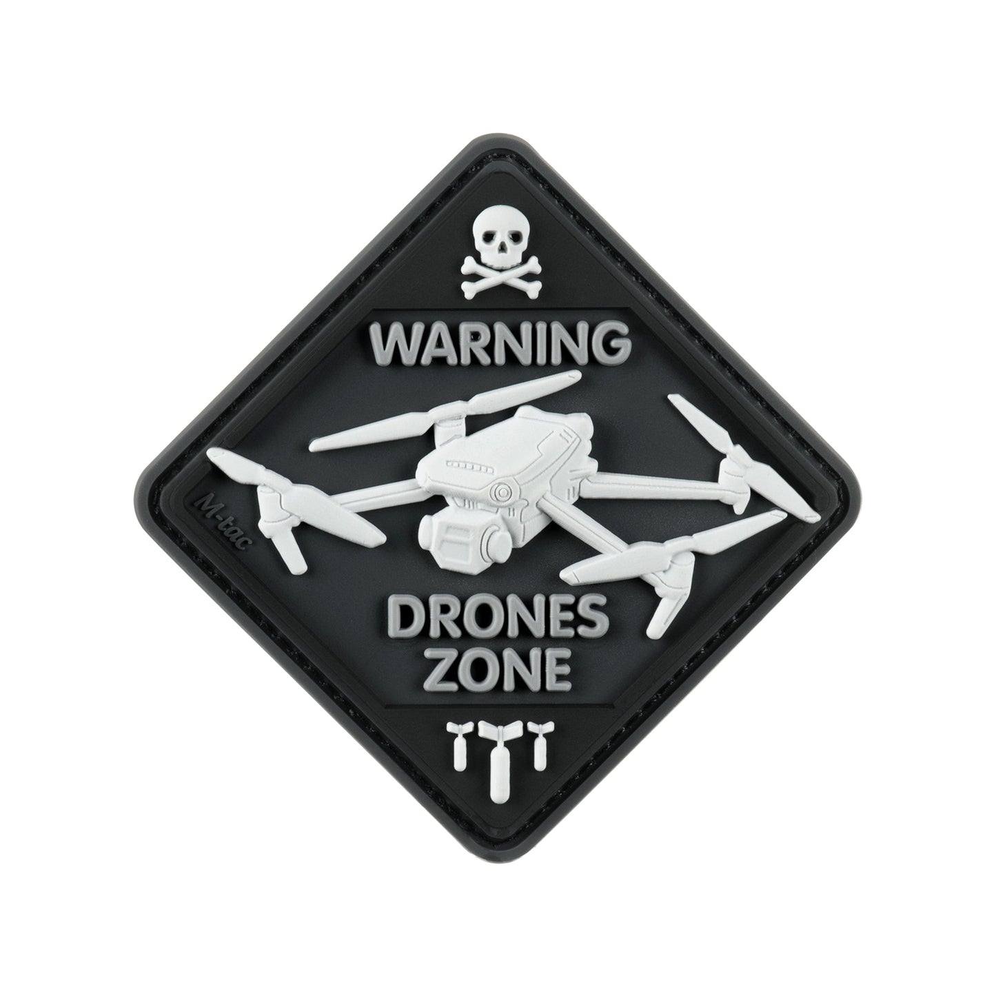 Warning Drones Zone PVC Morale Patch – M-Tac Tactical Hook & Loop Drone Operator Patch for Backpack, Plate Carrier & Range Bag