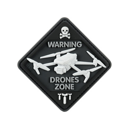 Warning Drones Zone PVC Morale Patch – M-Tac Tactical Hook & Loop Drone Operator Patch for Backpack, Plate Carrier & Range Bag