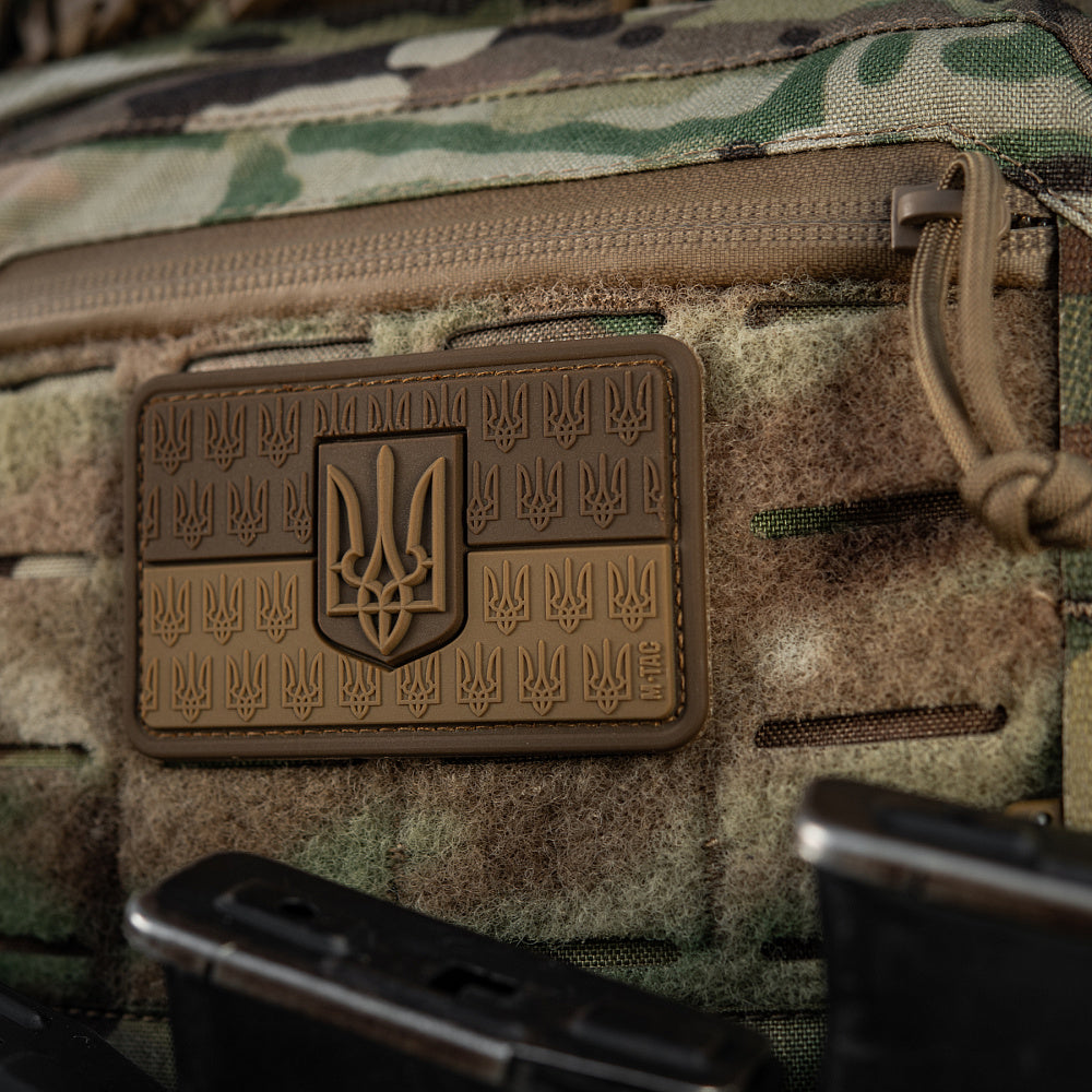 Ukraine Flag Embossed PVC Morale Patch – M-Tac Tactical Hook & Loop Ukrainian Trident Patch for Backpack, Plate Carrier & Uniform