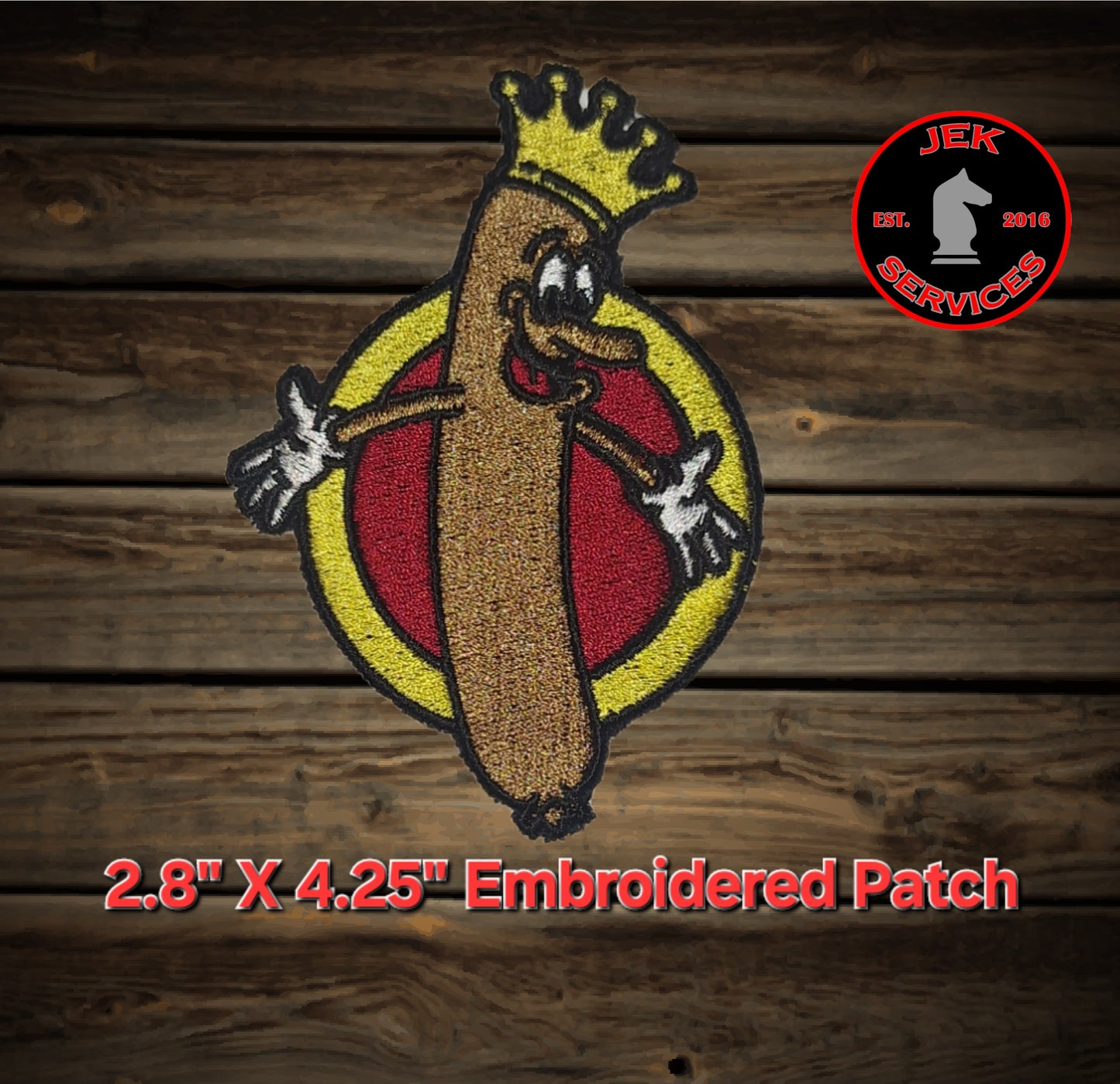 Wiener King Embroidered Hot Dog Morale Patch