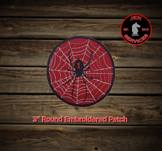 Black Widow Spider and Web Embroidered Patch (3 Inch Round)