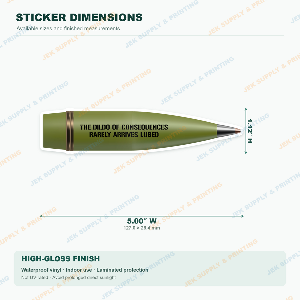 Artillery of Consequences vinyl decal, 5 inch width dimension guide