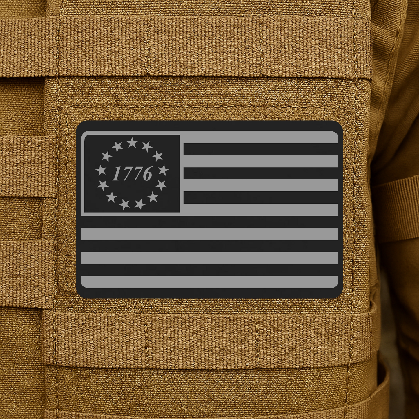 1776 American Flag Tactical Engraved Patch 2"x3" Hook & Loop | Made in USA