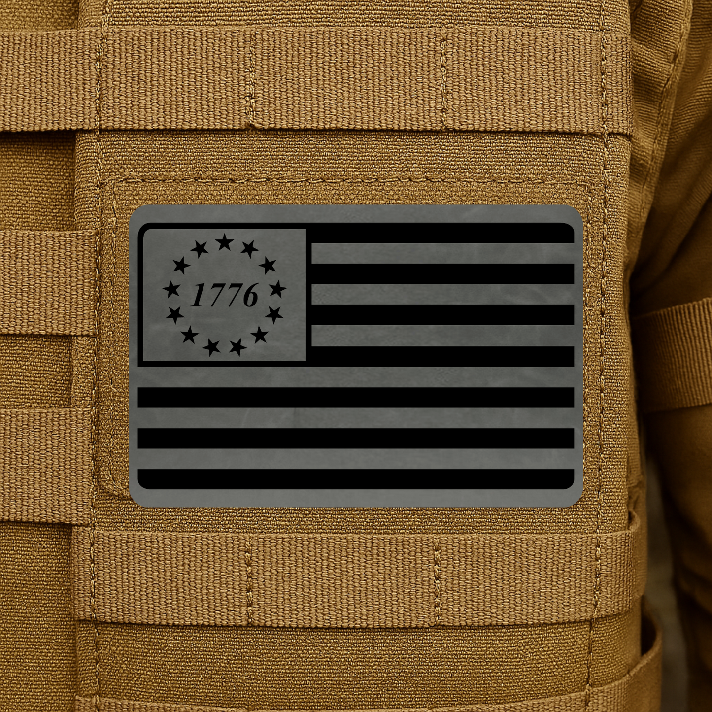 1776 American Flag Tactical Engraved Patch 2"x3" Hook & Loop | Made in USA