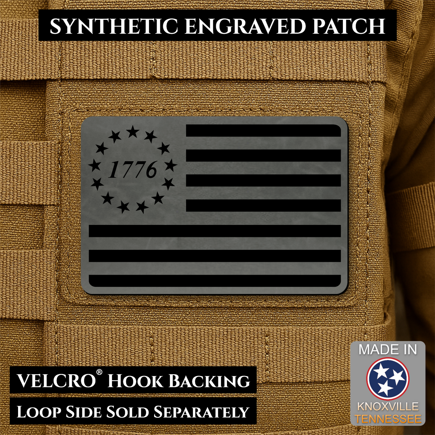 Tactical 1776 America 250th Flag Patch | Made in USA | VELCRO® Brand Hook Backing