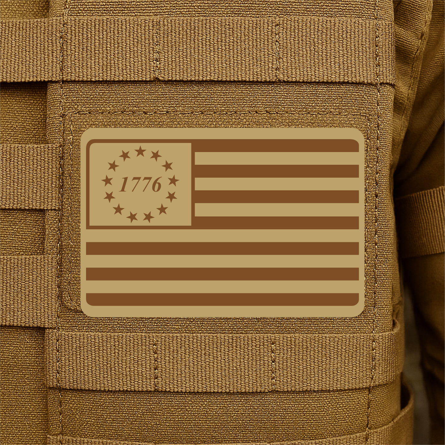 1776 American Flag Tactical Engraved Patch 2"x3" Hook & Loop | Made in USA