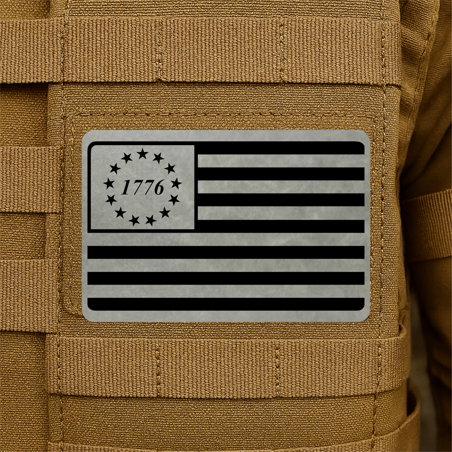 1776 American Flag Tactical Engraved Patch 2"x3" Hook & Loop | Made in USA