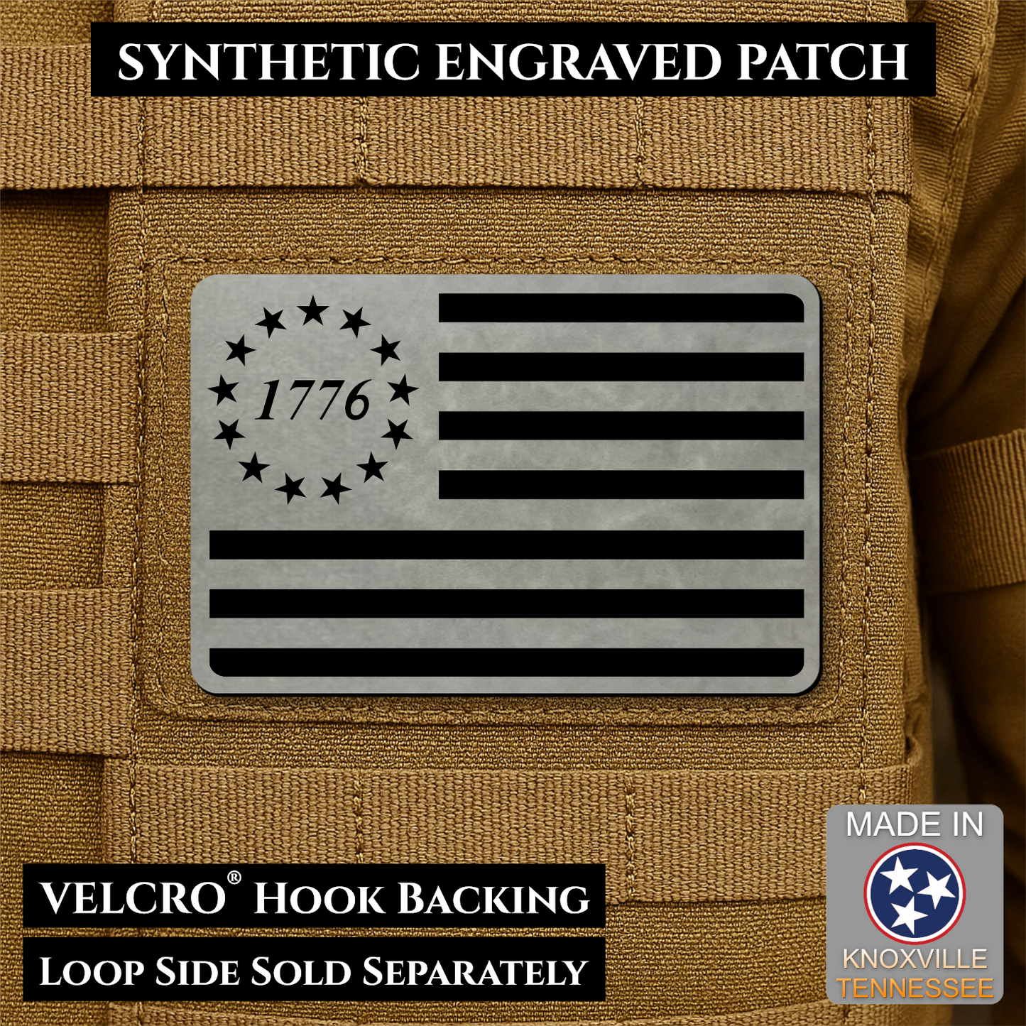 Tactical 1776 America 250th Flag Patch | Made in USA | VELCRO® Brand Hook Backing