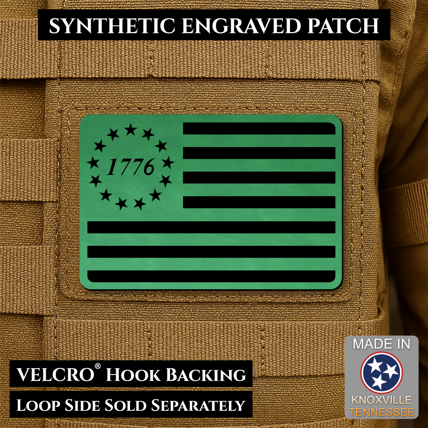 Tactical 1776 America 250th Flag Patch | Made in USA | VELCRO® Brand Hook Backing