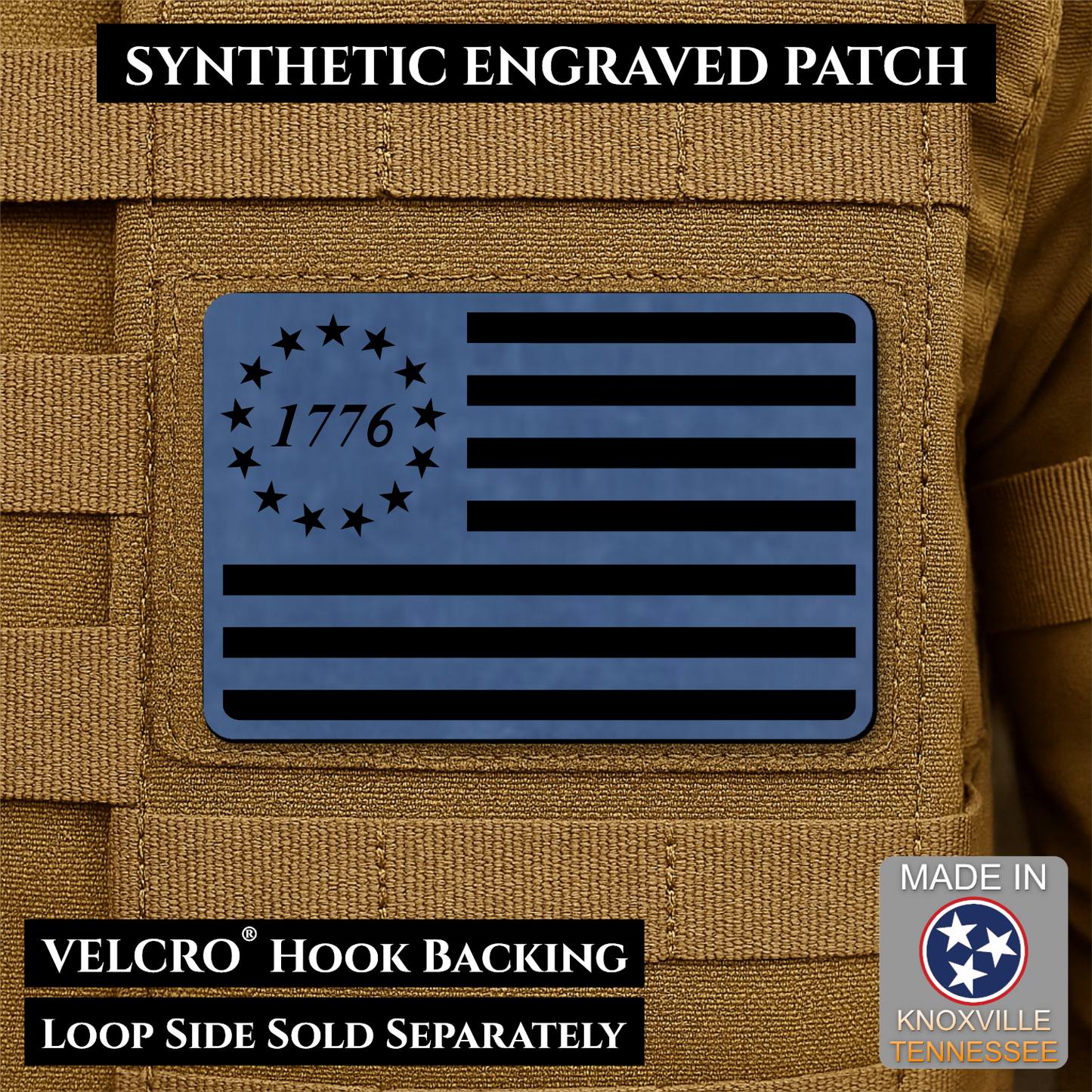 Tactical 1776 America 250th Flag Patch | Made in USA | VELCRO® Brand Hook Backing