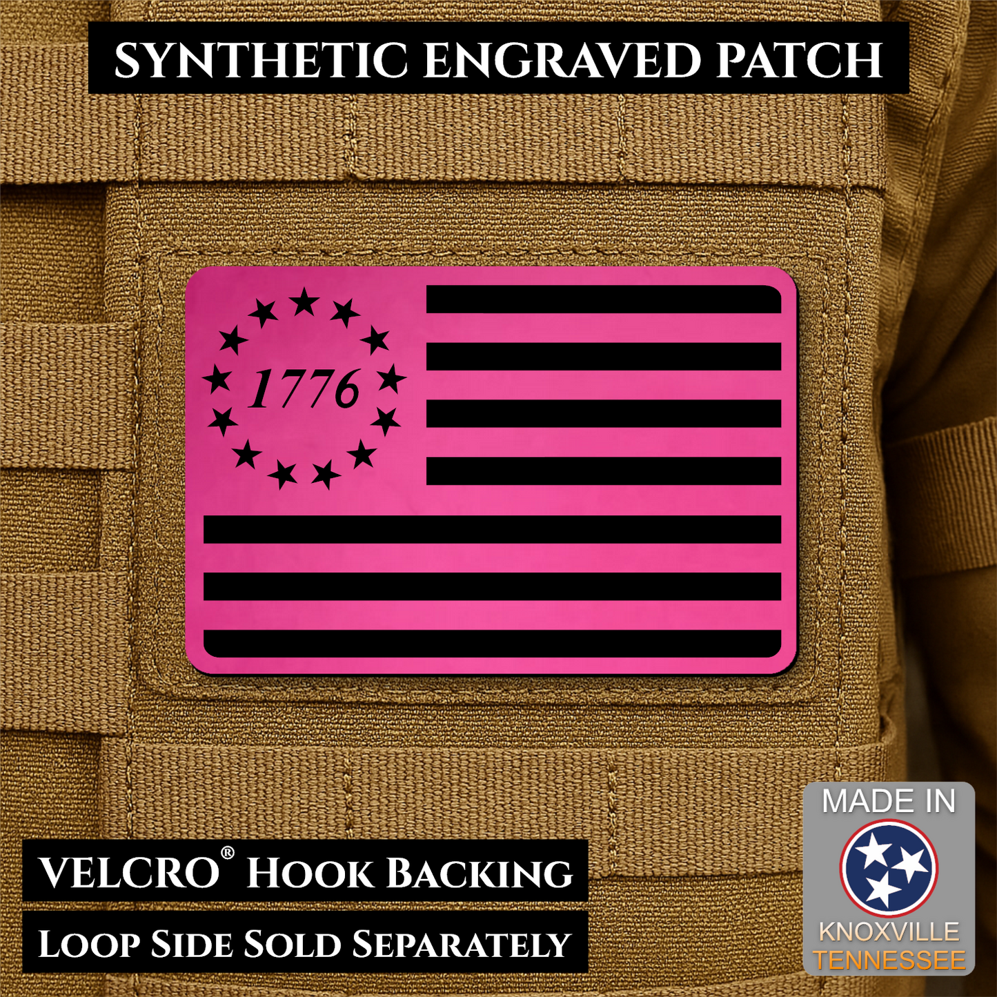Tactical 1776 America 250th Flag Patch | Made in USA | VELCRO® Brand Hook Backing