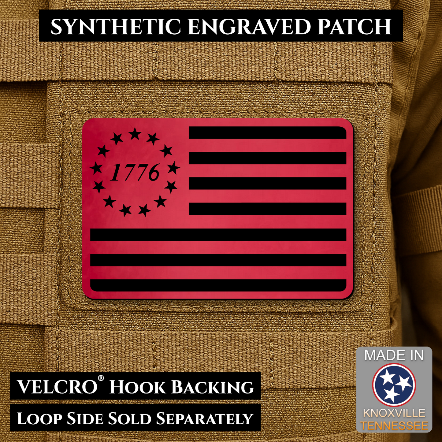 Tactical 1776 America 250th Flag Patch | Made in USA | VELCRO® Brand Hook Backing