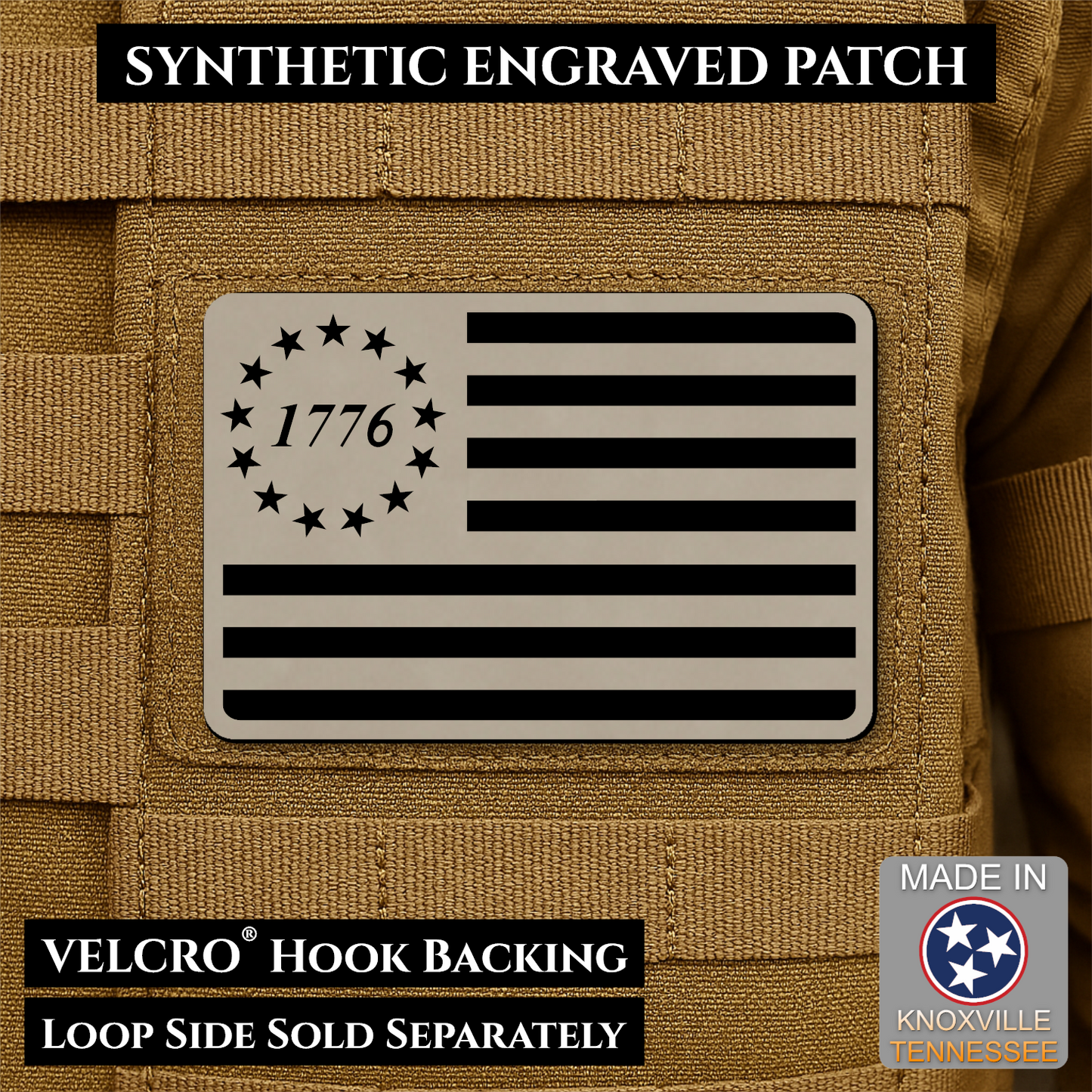 Tactical 1776 America 250th Flag Patch | Made in USA | VELCRO® Brand Hook Backing
