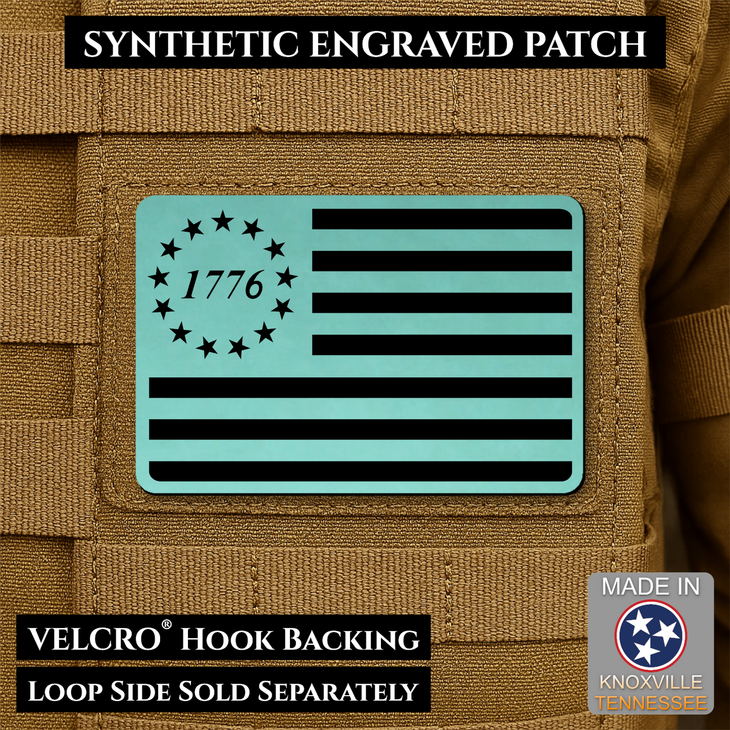 Tactical 1776 America 250th Flag Patch | Made in USA | VELCRO® Brand Hook Backing