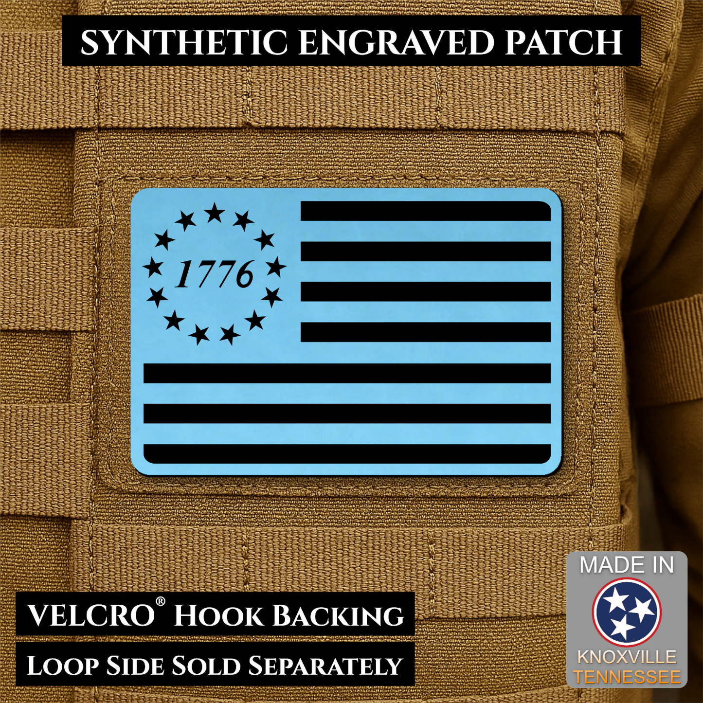 Tactical 1776 America 250th Flag Patch | Made in USA | VELCRO® Brand Hook Backing