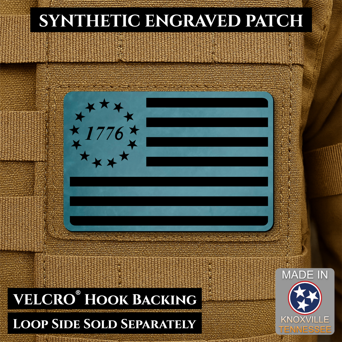 Tactical 1776 America 250th Flag Patch | Made in USA | VELCRO® Brand Hook Backing